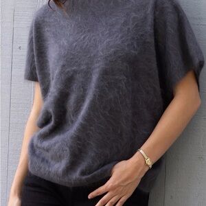 Nomad 100% Brushed Cashmere Charcoal Knit Sweater NWT M/L